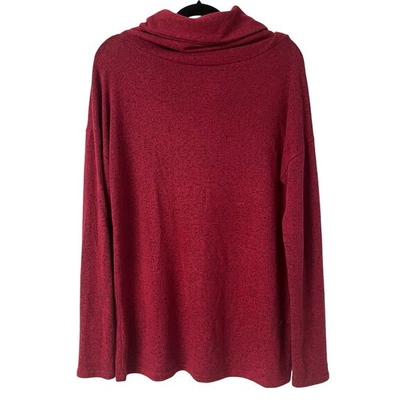 Magnolia Boutique Button Cowl Neck Tunic Sweater Heather Red Women's Size Medium - Picture 2 of 5
